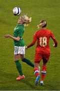 7 May 2014; Denise O'Sullivan, Republic of Ireland, in action against Elena Medved, Russia. FIFA Women's World Cup Qualifier, Republic of Ireland v Russia, Tallaght Stadium, Tallaght, Co. Dublin. Picture credit: Stephen McCarthy / SPORTSFILE