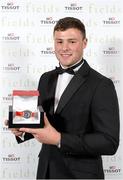 7 May 2014; Connacht and Ireland's Robbie Henshaw who was presented with the Nevin Spence Young Player at the Hibernia College IRUPA Rugby Player Awards 2014. Hibernia College IRUPA Rugby Player Awards 2014, Burlington Hotel, Dublin. Picture credit: Brendan Moran / SPORTSFILE