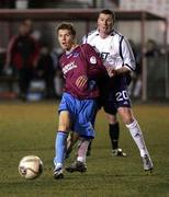 6 March 2006; Glen Fitzpatrick, Drogheda United, in action against Jamie Marks, Portadown. Setanta Cup, Group 2, Portadown v Drogheda United, Shamrock Park, Portadown, Co. Armagh. Picture credit: Oliver McVeigh / SPORTSFILE