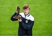 8 May 2014; Chris Forrester, St. Patrick's Athletic, with the SSE Airtricity / SWAI Player of the Month Award for April. Richmond Park, Dublin. Picture credit: Matt Browne / SPORTSFILE