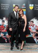 7 May 2014; Leinster and Ireland's Rob Kearney and Sara Jane English, Communications and Sponsorship Manager, IRUPA, in attendance at the Hibernia College IRUPA Rugby Player Awards 2014. Burlington Hotel, Dublin. Picture credit: Brendan Moran / SPORTSFILE
