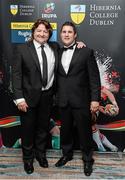 7 May 2014; Former Leinster players Shane Byrne, left, and Simon Keogh in attendance at the Hibernia College IRUPA Rugby Player Awards 2014. Burlington Hotel, Dublin. Picture credit: Brendan Moran / SPORTSFILE