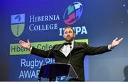 7 May 2014; MC Scott Quinnell in attendance at the Hibernia College IRUPA Rugby Player Awards 2014. Burlington Hotel, Dublin. Picture credit: Brendan Moran / SPORTSFILE