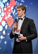 7 May 2014; Ulster and Ireland winger Andrew Trimble who was presented with the 2014 Hibernia College IRUPA Players’ Player of the Year award. This is Andrew’s third IRUPA Award, he was named Young Player of the Year in 2006 and won Try of the Year in 2010. Hibernia College IRUPA Rugby Player Awards 2014, Burlington Hotel, Dublin. Picture credit: Brendan Moran / SPORTSFILE