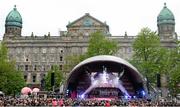 8 May 2014; Androni Giocattoli, Venezuela, are presented to the crowd during the Giro d'Italia opening cermony. City Hall, Belfast, Co. Antrim. Picture credit: Stephen McCarthy / SPORTSFILE