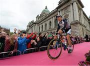 8 May 2014; Marcel Kittel, Team Giant Shimano, is presented to the crowd during the Giro d'Italia opening cermony. City Hall, Belfast, Co. Antrim. Picture credit: Stephen McCarthy / SPORTSFILE