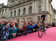 8 May 2014; Philip Deignan, Team Sky, is presented to the crowd during the Giro D'Italia opening cermony. City Hall, Belfast, Co. Antrim. Picture credit: Stephen McCarthy / SPORTSFILE