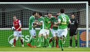 9 May 2014; Cork City players celebrate after Mark O'Sullivan scored their side's first goal. Airtricity League Premier Division, St Patrick's Athletic v Cork City, Richmond Park, Dublin. Picture credit: Matt Browne / SPORTSFILE