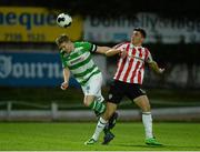 9 May 2014; Conor Kenna, Shamrock Rovers, in action against Enda CUrran, Derry City. Airtricity League Premier Division, Derry City v Shamrock Rovers, Brandywell, Derry. Picture credit: Oliver McVeigh / SPORTSFILE
