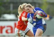 10 May 2014; Aimee Jordan, Waterford, in action against Kelly Mallon, Armagh. TESCO Ladies National Football League Division 3 Final, Armagh v Waterford, Parnell Park, Dublin. Picture credit: Barry Cregg / SPORTSFILE