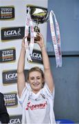 10 May 2014; Galway captain Sinéad Burke lifts the cup. TESCO Ladies National Football League Division 2 Final, Galway v Westmeath, Parnell Park, Dublin. Picture credit: Barry Cregg / SPORTSFILE