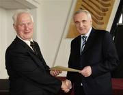 6 March 2006; An Taoiseach, Bertie Ahern, TD, who presented a certificate to Albert Kavanagh one of the first Sports Stadium Stewards to have qualified under a new scheme set up by the GAA, the FAI and the IRFU and coordinated by FETAC. Croke Park, Dublin. Picture credit: Ray McManus / SPORTSFILE