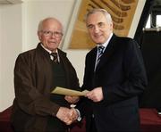 6 March 2006; An Taoiseach, Bertie Ahern, TD, who presented a certificate to Mick Lambe one of the first Sports Stadium Stewards to have qualified under a new scheme set up by the GAA, the FAI and the IRFU and coordinated by FETAC. Croke Park, Dublin. Picture credit: Ray McManus / SPORTSFILE