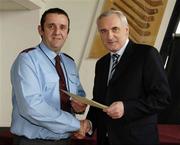 6 March 2006; An Taoiseach, Bertie Ahern, TD, who presented a certificate to Bernard Meehan one of the first Sports Stadium Stewards to have qualified under a new scheme set up by the GAA, the FAI and the IRFU and coordinated by FETAC. Croke Park, Dublin. Picture credit: Ray McManus / SPORTSFILE