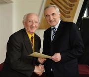 6 March 2006; An Taoiseach, Bertie Ahern, TD, who presented a certificate to Will Murtagh one of the first Sports Stadium Stewards to have qualified under a new scheme set up by the GAA, the FAI and the IRFU and coordinated by FETAC. Croke Park, Dublin. Picture credit: Ray McManus / SPORTSFILE