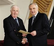 6 March 2006; An Taoiseach, Bertie Ahern, TD, who presented a certificate to Peter O'Reilly one of the first Sports Stadium Stewards to have qualified under a new scheme set up by the GAA, the FAI and the IRFU and coordinated by FETAC. Croke Park, Dublin. Picture credit: Ray McManus / SPORTSFILE