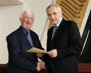 6 March 2006; An Taoiseach, Bertie Ahern, TD, who presented a certificate to Patrick O'Sullivan one of the first Sports Stadium Stewards to have qualified under a new scheme set up by the GAA, the FAI and the IRFU and coordinated by FETAC. Croke Park, Dublin. Picture credit: Ray McManus / SPORTSFILE