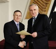 6 March 2006; An Taoiseach, Bertie Ahern, TD, who presented a certificate to Alan Reddy one of the first Sports Stadium Stewards to have qualified under a new scheme set up by the GAA, the FAI and the IRFU and coordinated by FETAC. Croke Park, Dublin. Picture credit: Ray McManus / SPORTSFILE