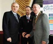 6 March 2006; An Taoiseach, Bertie Ahern, TD, with GAA Prestdent Sean Kelly and FAI President David Blood after they presented the first Sports Stadium Stewards Certificates to those who qualified under a new scheme set up by the GAA, the FAI and the IRFU and coordinated by FETAC. Croke Park, Dublin. Picture credit: Ray McManus / SPORTSFILE