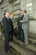 8 March 2006; Dessie Farrell, 2nd from left, Chief Executive, Gaelic Players Association, with Jim Glennon, left, TD for Dublin North and Vice-Chairman, Oireachtas Committee on Arts, Sport, Tourism, Rural and Gaeltacht Affairs, Cork hurler Donal Og Cusack and Tony Dempsey, right, TD for Wexford and former Wexford hurling manager, ahead of a meeting with Minister for Arts, Sport, and Tourism, John O'Donoghue, T.D. Department of Arts, Sport and Tourism, Kildare Street, Dublin. Picture credit; Brendan Moran / SPORTSFILE