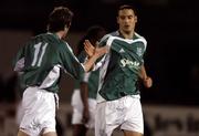 10 March 2006; Eamon Zayed, Bray Wanderers, celebrates with team-mate Ciaran Ryan after scoring the opening goal. eircom League, Premier Division, Bray Wanderers v Shelbourne, Carlisle Grounds, Bray, Co. Wicklow. Picture credit: Damien Eagers / SPORTSFILE