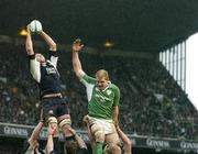 11 March 2006; Nathan Hines, Scotland, wins a lineout ball ahead of Paul O'Connell, Ireland. RBS 6 Nations 2005-2006, Ireland v Scotland, Lansdowne Road, Dublin. Picture credit: Brendan Moran / SPORTSFILE