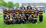 10 May 2014; Mini team Skerries RFC with Leinster players Leo Auva'a, Quinn Roux and John Cooney. Celtic League 2013/14, Round 22, Leinster v Edinburgh, RDS, Ballsbridge, Dublin. Picture credit: Brendan Moran / SPORTSFILE