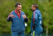 14 May 2014; Munster head coach Rob Penney in conversation with Simon Zebo during squad training ahead of their side's Celtic League 2013/14 Play-off match against Glasgow Warriors on Friday. Munster Rugby Squad Training, Cork Institute of Technology, Bishopstown, Cork. Picture credit: Diarmuid Greene / SPORTSFILE