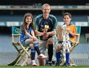 15 May 2014; The Brightest Stars of hurling came together in Croke Park today to mark Centra’s fifth year as official sponsor of the GAA Hurling All-Ireland Senior Championship. The talented trio of Henry Shefflin, Patrick Horgan and Padraic Maher were all on hand as Centra announced their community hurling events will be taking place in stadiums and clubs the length and breadth of the country this summer. Centra will also be on the hunt for Ireland’s Brightest Young Star to get the views and opinions of today’s young players and the child with the brightest answers will be crowned Centra’s Brightest Young Star! For more information on the community events go to www.centra.ie or find Centra Ireland on Facebook and Twitter. At the Centra announcement in Croke Park are Kilkenny hurler Henry Shefflin with Isabella Crinion, age 8, and Evan Wilkes, age 10. Picture credit: Stephen McCarthy / SPORTSFILE