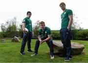 15 May 2014; Ireland's Alex Wootton, left, Peadar Timmins, centre, and Sean O'Brien after a press conference ahead of the Under 20 World Cup in New Zealand. Ireland Under-20 Rugby Press Conference, PwC, Spencer Dock, Dublin. Picture credit: Ramsey Cardy / SPORTSFILE