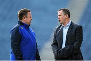 17 May 2014; Leinster head coach Matt O'Connor, left, with team manager Guy Easterby before the match. Celtic League 2013/14 Play-off, Leinster v Ulster, RDS, Ballsbridge, Dublin. Picture credit: Ramsey Cardy / SPORTSFILE