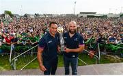 29 May 2016; Connacht captain John Muldoon, right, with head coach Pat Lam and the trophy during the Connacht rugby homecoming after their Guinness Pro12 League Final victory in The Sportsground, Galway. Photo by Diarmuid Greene/Sportsfile