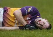 26 March 2006; Matty Forde, Wexford, lies injured on the pitch during the second half. Allianz National Football League, Division 1B, Round 6, Kildare v Wexford, St. Conleth's Park, Newbridge, Co. Kildare. Picture credit: David Maher / SPORTSFILE