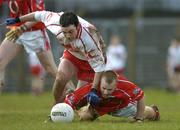 2 April 2006; Ryan Mellon, Tyrone, in action against Michael Shields, Cork. Allianz National Football League, Division 1A, Round 3, Tyrone v Cork, Healy Park, Omagh, Co. Tyrone. Picture credit: Brendan Moran / SPORTSFILE