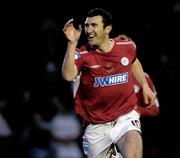 3 April 2006; Jason Byrne, Shelbourne, celebrates after scoring his side's first goal. Setanta Cup, Group 2, Tolka Park, Dublin. Picture credit: David Maher / SPORTSFILE