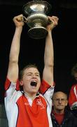 5 April 2006; Catholic University captain Eoin Murray lifts the Fr. Godfrey Cup. Catholic University v King's Hospital School. Fr. Godfrey Cup Final, Donnybrook, Dublin. Picture credit: David Levingstone / SPORTSFILE