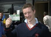 14 April 2006; Leinster supporter Karl Lambert, from Wicklow Town, shows his tickets for the Heineken Cup Semi-Final game against Munster on April 23rd. Lansdowne Road, Dublin. Picture credit: Ray McManus / SPORTSFILE