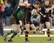 15 April 2006; Gareth Baber, Newport Gwent Dragons, is tackled by Chris Keane, Connacht. Celtic League 2005-2006, Group A, Connacht v Newport Gwent Dragons, Sportsground, Galway. Picture credit: Matt Browne / SPORTSFILE