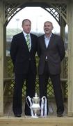 18 April 2006; Cork City assistant manager, Dave Hill, left and Drogheda Utd manager Paul Doolin, at a photocall ahead of the Setanta Sports Cup Final between Cork City and Drogheda United to be played on Saturday, April 22nd. Great Southern Hotel, Dublin Airport, Dublin. Picture credit: Damien Eagers / SPORTSFILE