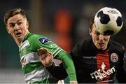 23 May 2014; Ronan Finn, Shamrock Rovers, in action against Derek Pender, Bohemians. Airtricity League Premier Division, Shamrock Rovers v Bohemians, Tallaght Stadium, Tallaght, Co. Dublin. Picture credit: David Maher / SPORTSFILE