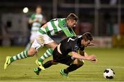 23 May 2014; Steven Beattie, Bohemians, in action against  Stephen McPhail, Shamrock Rovers. Airtricity League Premier Division, Shamrock Rovers v Bohemians, Tallaght Stadium, Tallaght, Co. Dublin. Picture credit: David Maher / SPORTSFILE