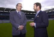 18 April 2006; Paudie Butler, left, who today was confirmed as the new GAA National Hurling Coordinator, in converstaion with GAA President Sean Kelly. Mr. Bulter will take up his position later this year. Croke Park, Dublin. Picture credit: Brian Lawless / SPORTSFILE