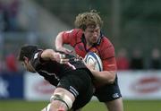 15 April 2006; Jerry Flannery, Munster, is tackled by Scott Murray, Edinburgh Gunners. Celtic League 2005-2006, Group A, Munster v Edinburgh Gunners, Thomond Park, Limerick. Picture credit: Brendan Moran / SPORTSFILE