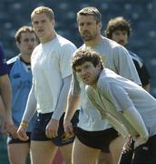 21 April 2006; Gordon D'Aarcy with team-mates Emmett Byrne and Jamie Heaslip during the captain's run. Leinster captain's run, Lansdowne Road, Dublin. Picture credit: Matt Browne / SPORTSFILE