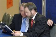 22 April 2006; The outgoing GAA President Sean Kelly in conversation the incoming President Nickey Brennan at the 2006 GAA Annual Congress. Great Southern Hotel, Killarney, Co. Kerry. Picture credit: Ray McManus / SPORTSFILE