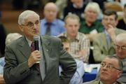 22 April 2006; Former GAA President Paddy Buggy, under the watchful eye of another former President Joe McDonagh, speaking at the 2006 GAA Annual Congress. Great Southern Hotel, Killarney, Co. Kerry. Picture credit: Ray McManus / SPORTSFILE