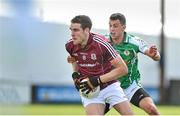 25 May 2014; Fiontan O Curraoin, Galway, in action against Greg Crowley, London. Connacht GAA Football Senior Championship, Quarter-Final, London v Galway, Emerald Park, Ruislip, London, England. Picture credit: Ray Ryan / SPORTSFILE