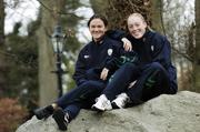 21 April 2006; Michele O'Brien, left, and Sarah Peters, Republic of Ireland Women’s Senior Internationals, at a photocall ahead of their FIFA World Cup 2007 qualifying game against Switzerland to be played in Richmond Park on Saturday, 22nd April. Picture credit: David Maher / SPORTSFILE