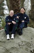 21 April 2006; Michele O'Brien, right, and Sarah Peters, Republic of Ireland Women’s Senior Internationals, at a photocall ahead of their FIFA World Cup 2007 qualifying game against Switzerland to be played in Richmond Park on Saturday, 22nd April. Picture credit: David Maher / SPORTSFILE
