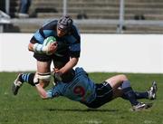 29 April 2006; Trevor  Hogan, Shannon, is tackled by Roger Kirkwood, Belfast Harlequins. AIB League, Division 1. Shannon v Belfast Harlequins, Thomond Park, Limerick. Picture credit: Kieran Clancy / SPORTSFILE